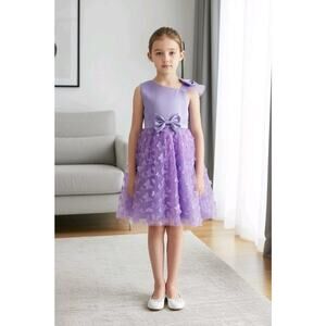 Lavender Tulle Overlay Easter Pagent Church Party Butterfly Dress Size 6-7